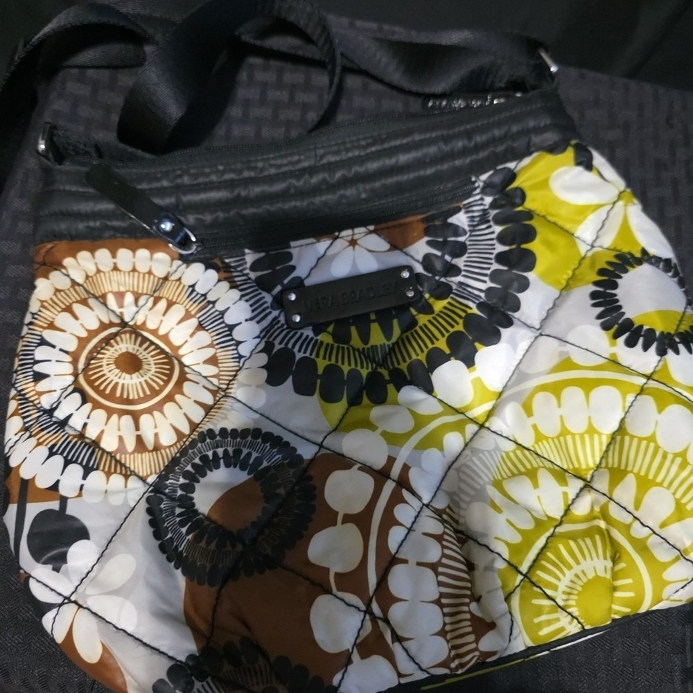 Vera Bradley Puffy Quilted Cocoa Moss Crossbody Handbag